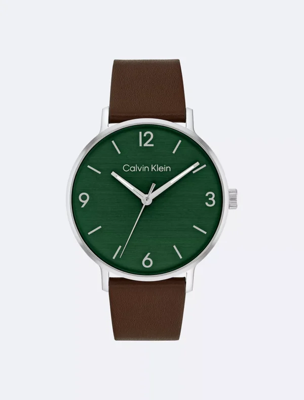 CK Sunray Dial Leather Strap Watch